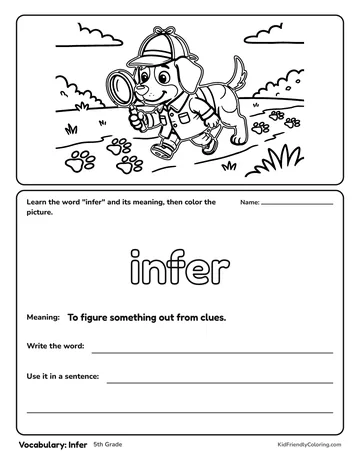 Vocabulary: Infer coloring page