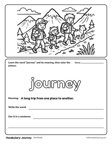 Vocabulary: Journey coloring page