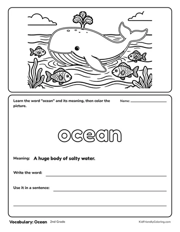 Vocabulary: Ocean coloring page