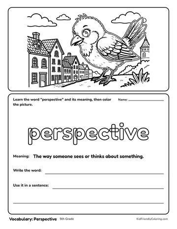 Vocabulary: Perspective coloring page