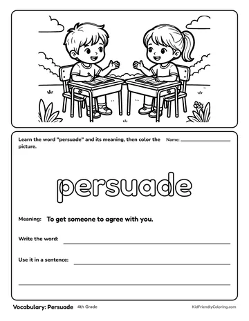 Vocabulary: Persuade coloring page