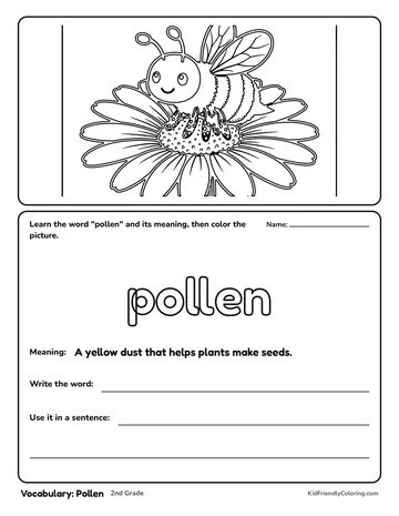 Vocabulary: Pollen coloring page