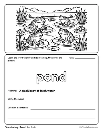 Vocabulary: Pond coloring page