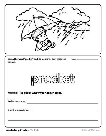 Vocabulary: Predict coloring page