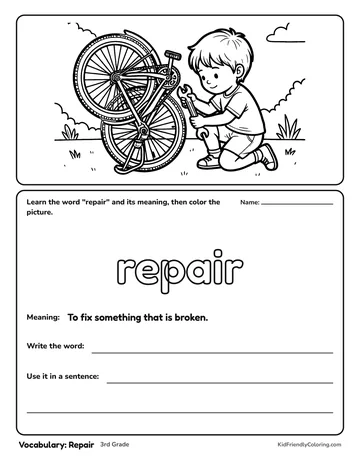 Vocabulary: Repair coloring page