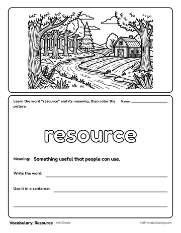 Vocabulary: Resource coloring page