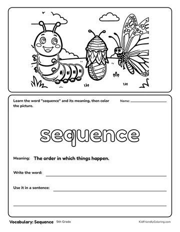 Vocabulary: Sequence coloring page