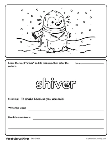 Vocabulary: Shiver coloring page