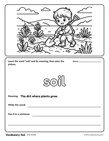 Vocabulary: Soil coloring page