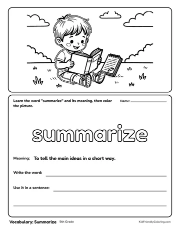 Vocabulary: Summarize coloring page