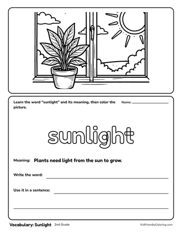 Vocabulary: Sunlight coloring page