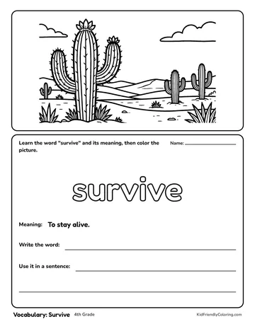 Vocabulary: Survive coloring page