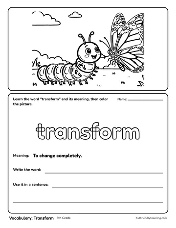 Vocabulary: Transform coloring page