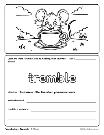 Vocabulary: Tremble coloring page