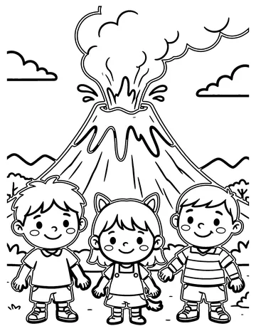 Volcano coloring page