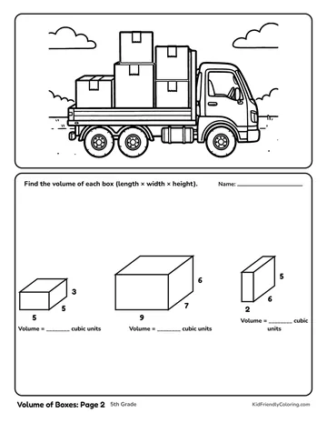 Volume of Boxes: Page 2 coloring page