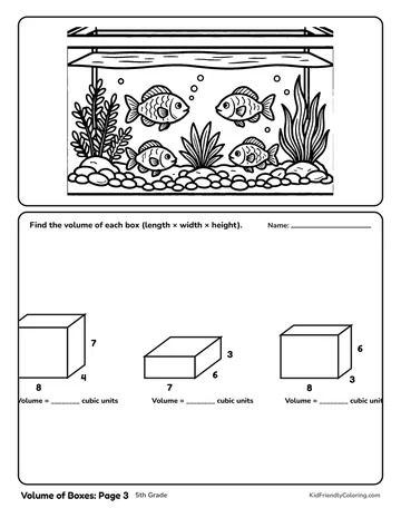 Volume of Boxes: Page 3 coloring page