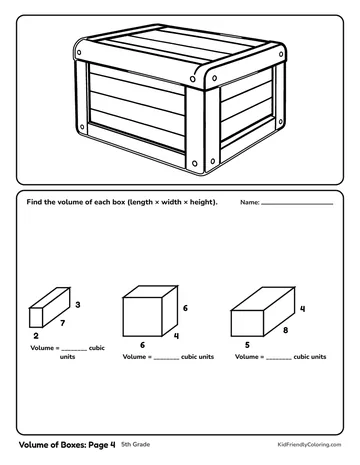 Volume of Boxes: Page 4 coloring page