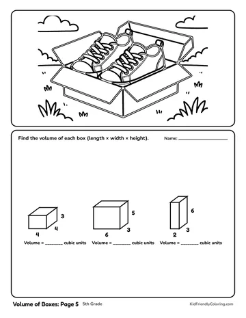 Volume of Boxes: Page 5 coloring page