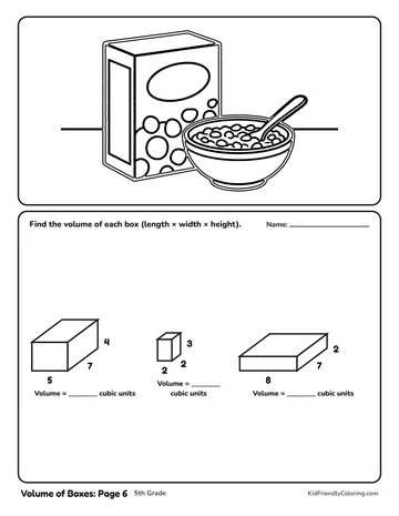 Volume of Boxes: Page 6 coloring page