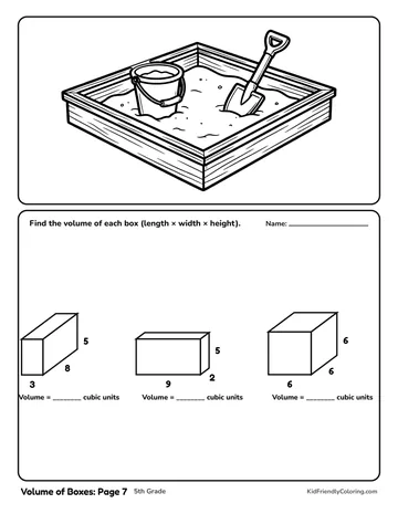 Volume of Boxes: Page 7 coloring page
