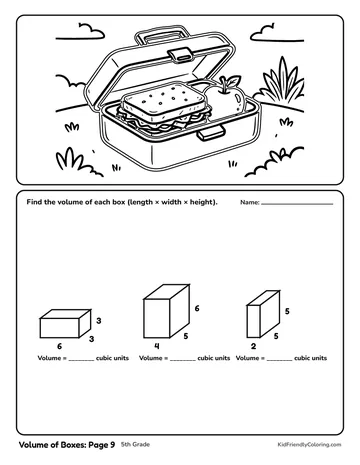 Volume of Boxes: Page 9 coloring page