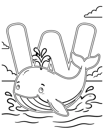 W Is for Whale coloring page