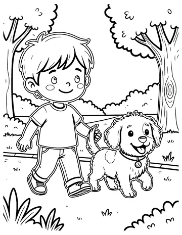 Walking the Dog coloring page