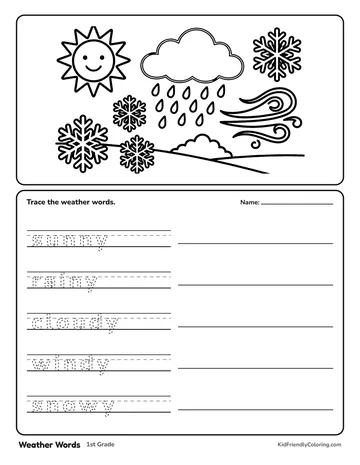 Weather Words coloring page