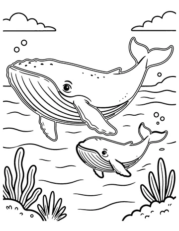 Whale and Calf coloring page