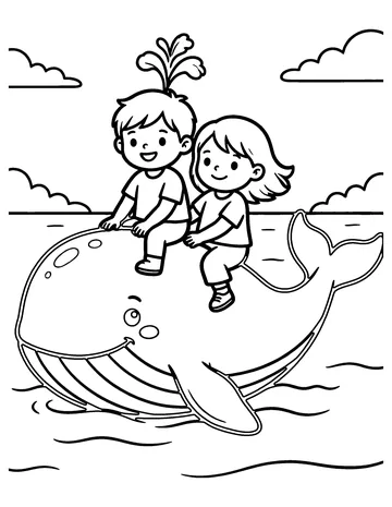 Whale Ride coloring page