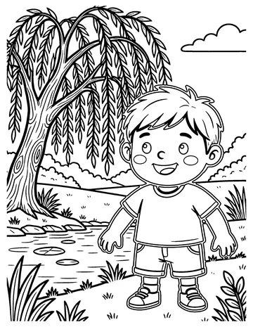 Willow by the Pond coloring page