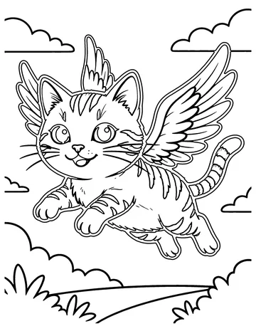 Winged Cat coloring page
