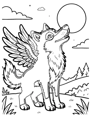 Winged Wolf coloring page