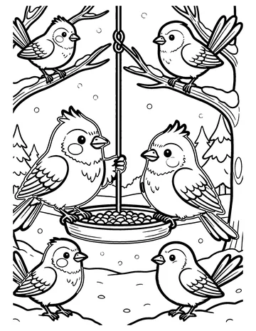 Winter Birds coloring page