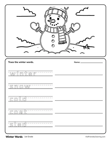 Winter Words coloring page