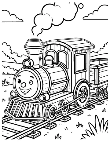 Wooden Train Set coloring page