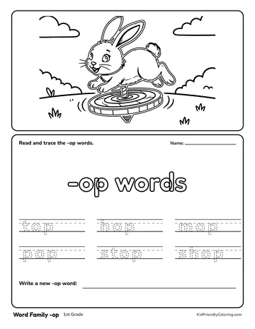 Word Family -op coloring page