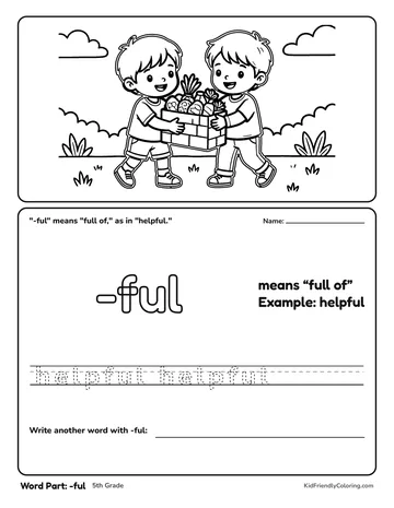 Word Part: -ful coloring page