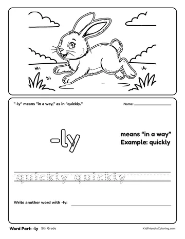 Word Part: -ly coloring page