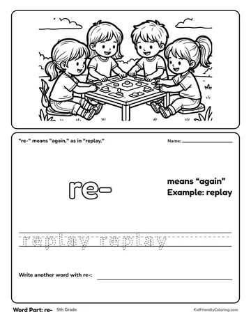 Word Part: re- coloring page
