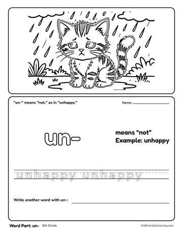 Word Part: un- coloring page