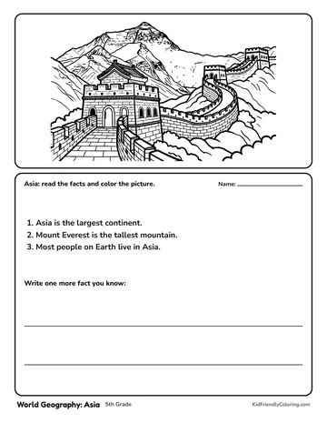 World Geography: Asia coloring page