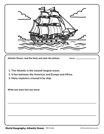 World Geography: Atlantic Ocean coloring page