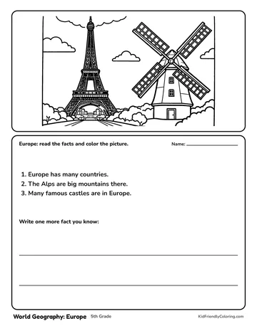 World Geography: Europe coloring page