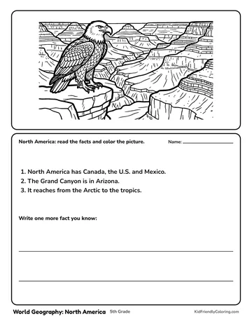 World Geography: North America coloring page