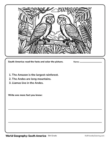 World Geography: South America coloring page