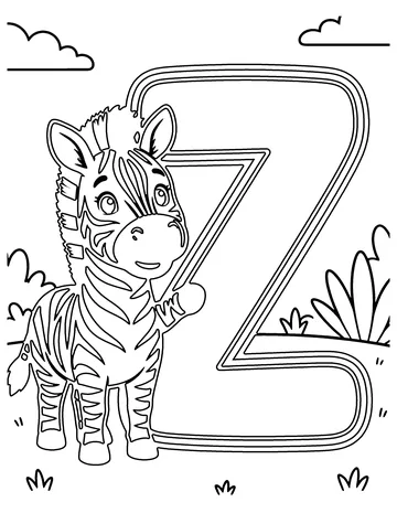 Z Is for Zebra coloring page