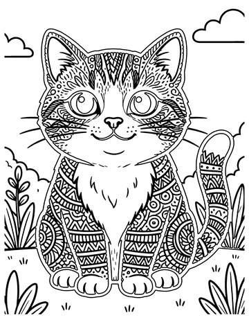 Zentangle Cat coloring page